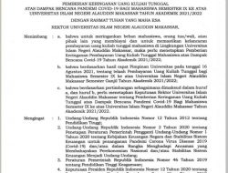 UIN Alauddin Makassar Berikan Keringanan UKT Mahasiswa Semester 9-14 Akibat Pandemi