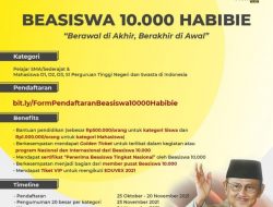 Kini Hadir Kembali Beasiswa 10.000 Habibie 2021 Untuk Mahasiswa dan Pelajar