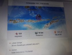 Gempa Mag:7, 4 Pusat Gempa wilayah NTT, Masyarakat Diminta Waspada Potensi Tsunami
